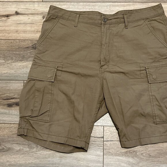 Men's Levis Cargo Shorts SZ 38x9 Tan Brown Ripstop Modern White Tab Summer - Picture 2 of 10